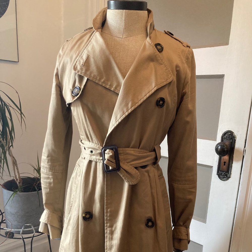 Classic tan lightweight trench jacket